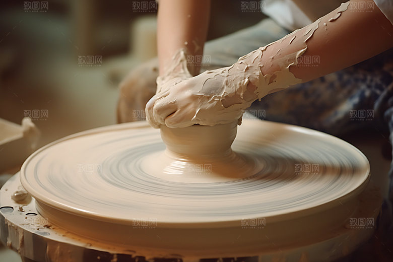陶瓷制作拉胚高清摄影图