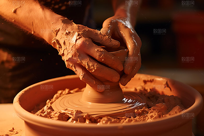 陶瓷制作高清拉胚摄影图