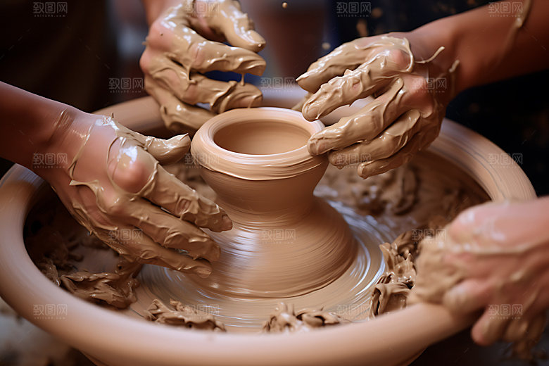 陶瓷制作高清拉胚摄影图