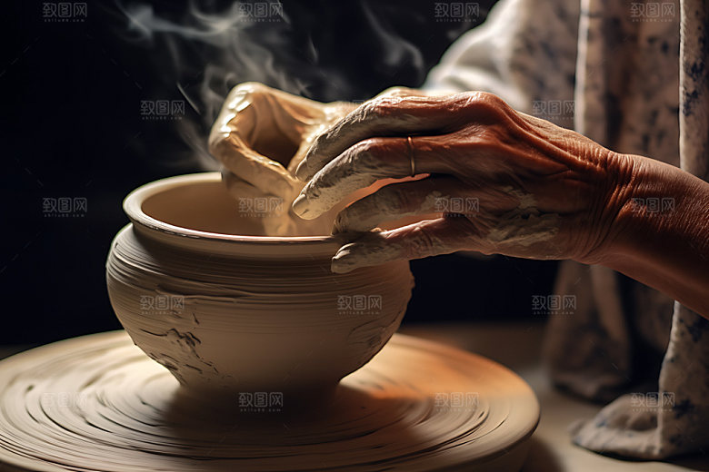 陶瓷制作陶艺陶瓷制作摄影图