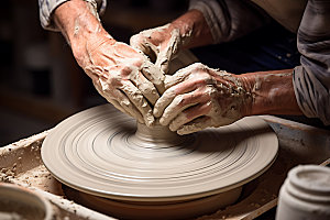 陶瓷制作匠人陶艺摄影图