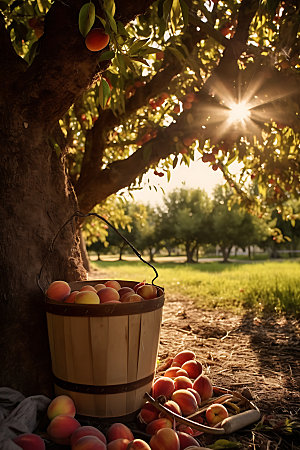 桃子果园农产品高清摄影图
