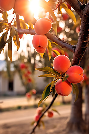 桃子果园自然果树摄影图