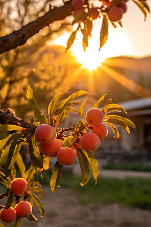 桃子果园果树种植园摄影图