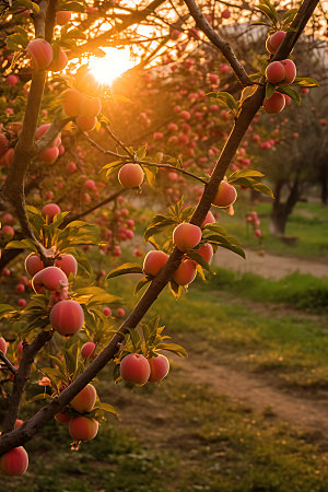 桃子果园桃子种植园摄影图