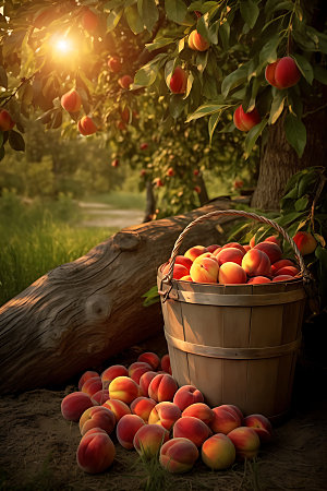 桃子果园自然高清摄影图