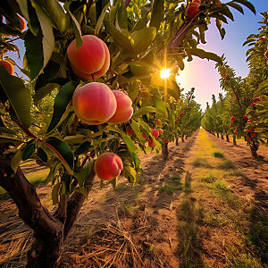桃子果园农产品水果摄影图