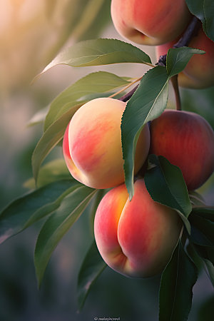 桃子果园高清农产品摄影图