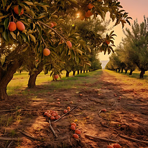 桃子果园水果种植园摄影图