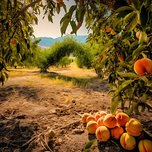 桃子果园农产品自然摄影图