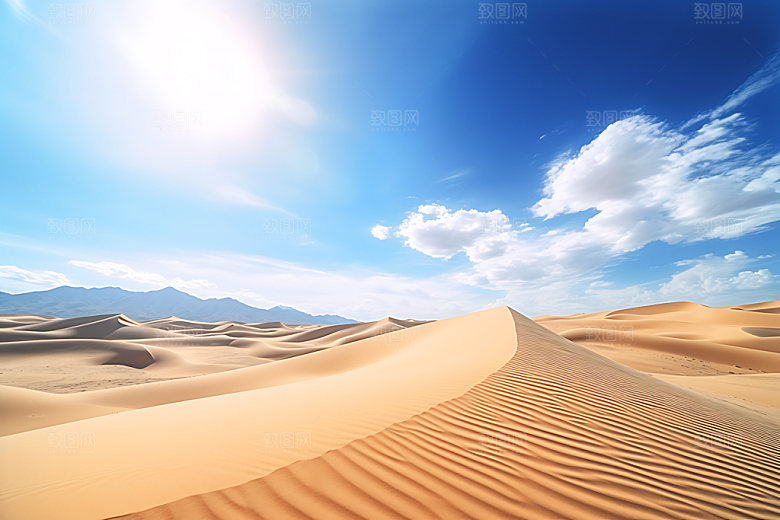 腾格里沙漠辽阔旅游摄影图