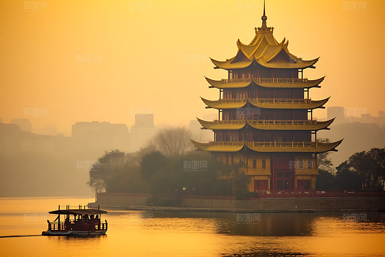 滕王阁古建筑风光摄影图