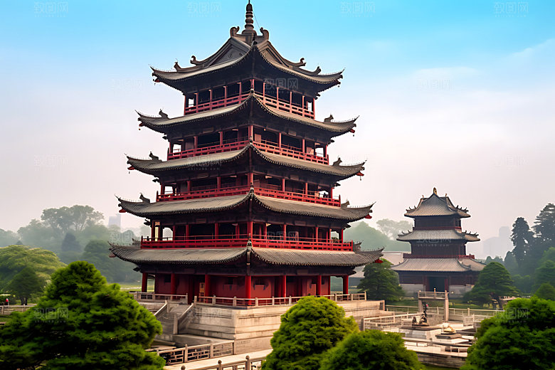 滕王阁古建筑江南名楼摄影图