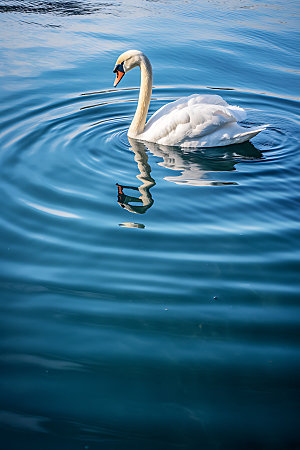 天鹅凫水自然摄影图