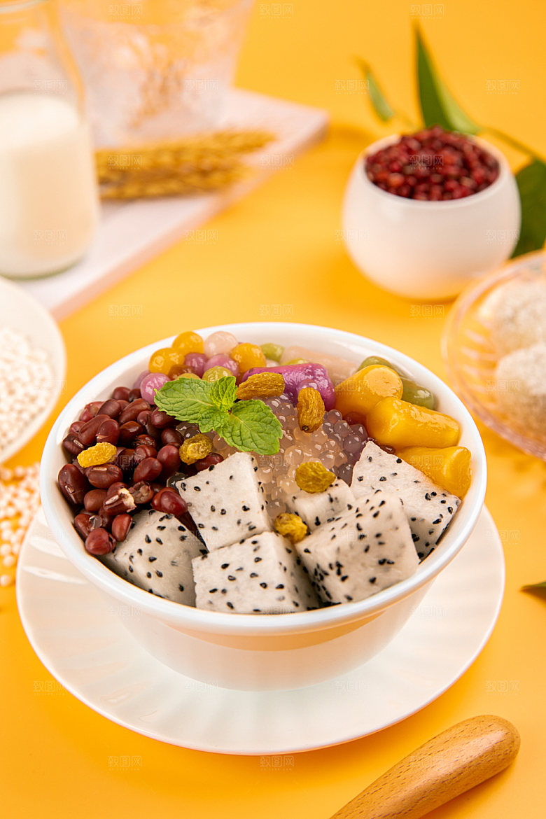 中式甜品甜食水果摄影图
