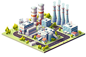 天然气电站燃气发电燃料电厂模型