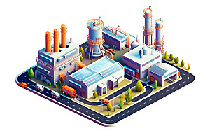 天然气电站燃料电厂火电厂模型