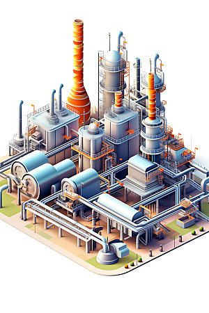 天然气电站燃料电厂卡通模型