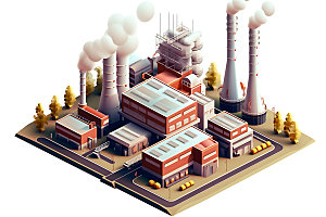 天然气电站火电厂卡通模型