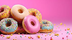 甜甜圈甜品彩色摄影图