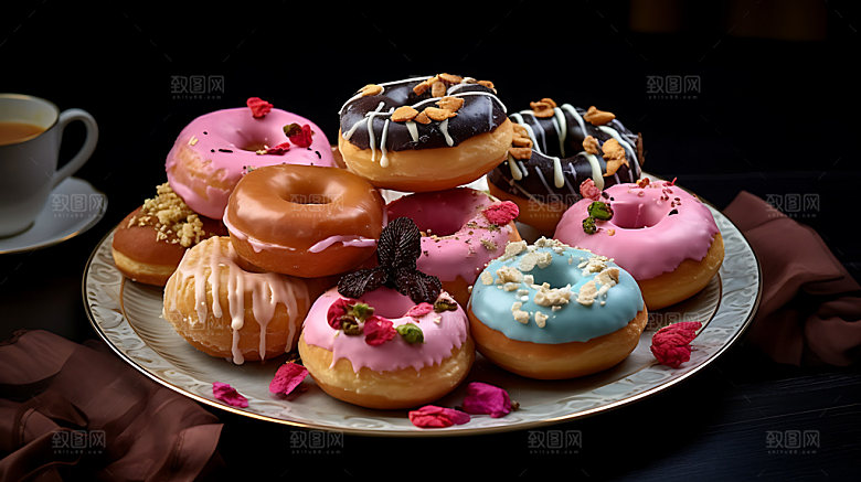 甜甜圈美食甜品摄影图