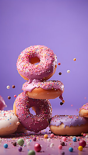 甜甜圈高清彩色摄影图