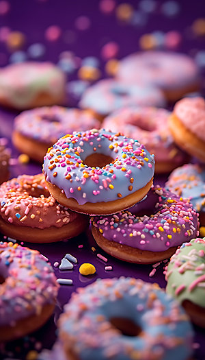 甜甜圈美食彩色摄影图