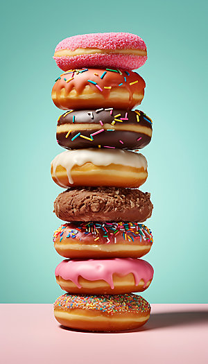 甜甜圈特写甜品摄影图