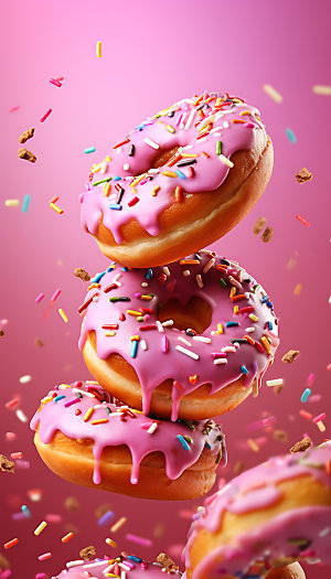 甜甜圈彩色烘焙摄影图