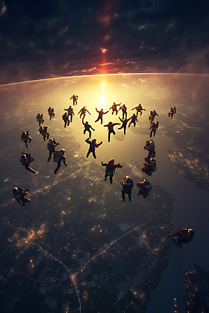 跳伞团队文化企业精神摄影图