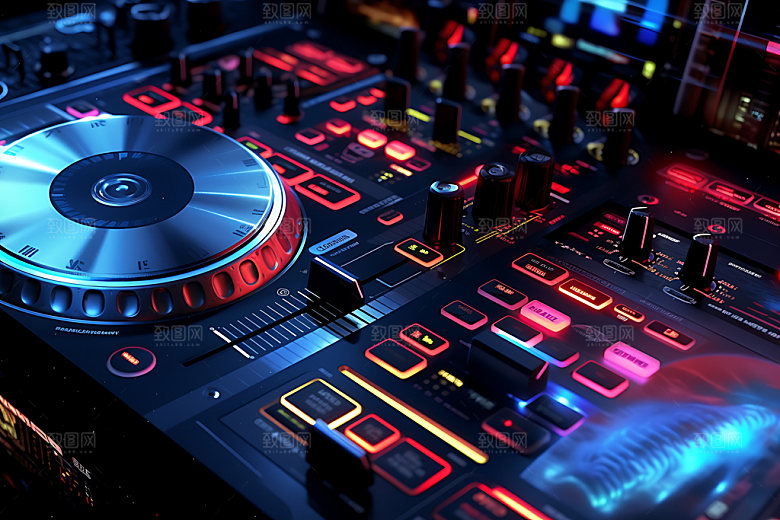 DJ台赛博朋克音乐制作摄影图