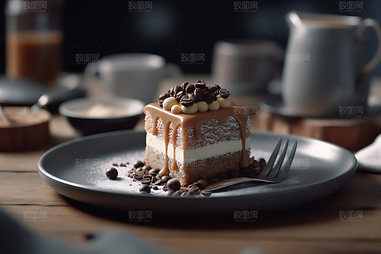 提拉米苏点心静物摄影图