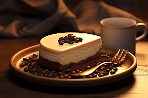 提拉米苏芝士蛋糕甜品摄影图