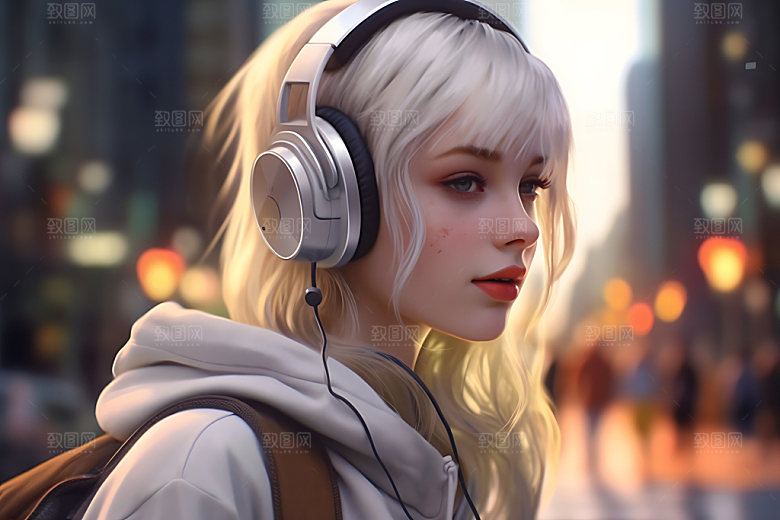 耳机少女人物数码少女模型