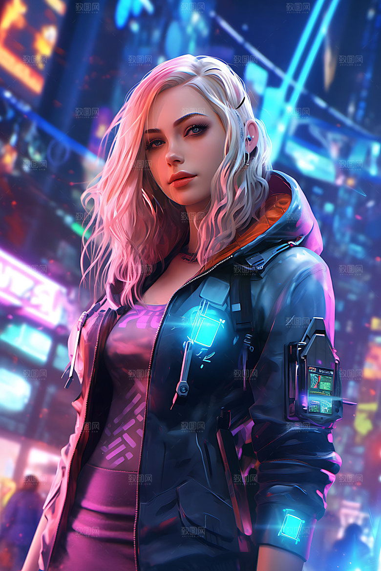 耳机少女艺术听音乐模型