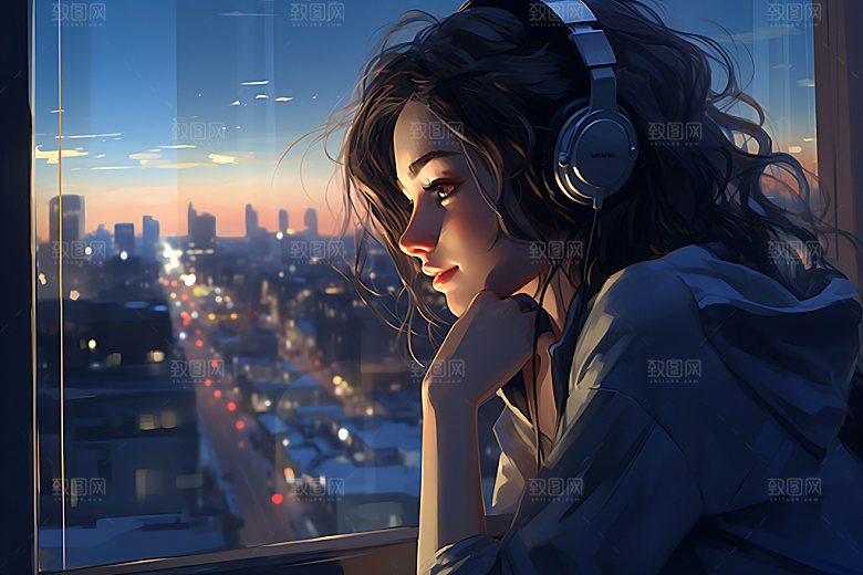 耳机少女人物数码少女模型