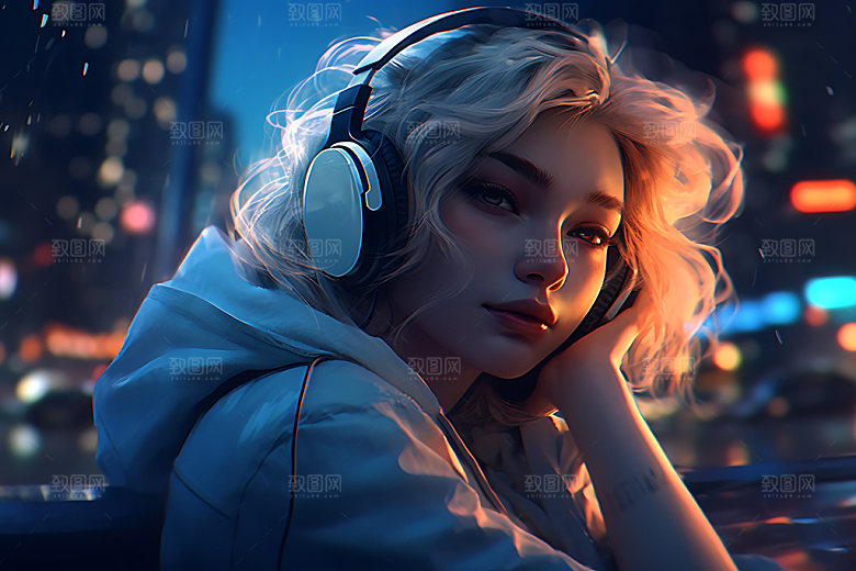 耳机少女3D艺术模型