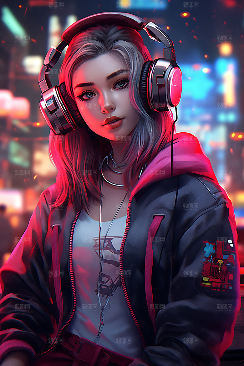 耳机少女数码少女人物模型
