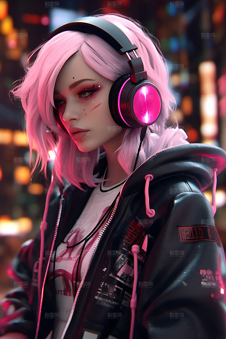 耳机少女数码少女时尚模型