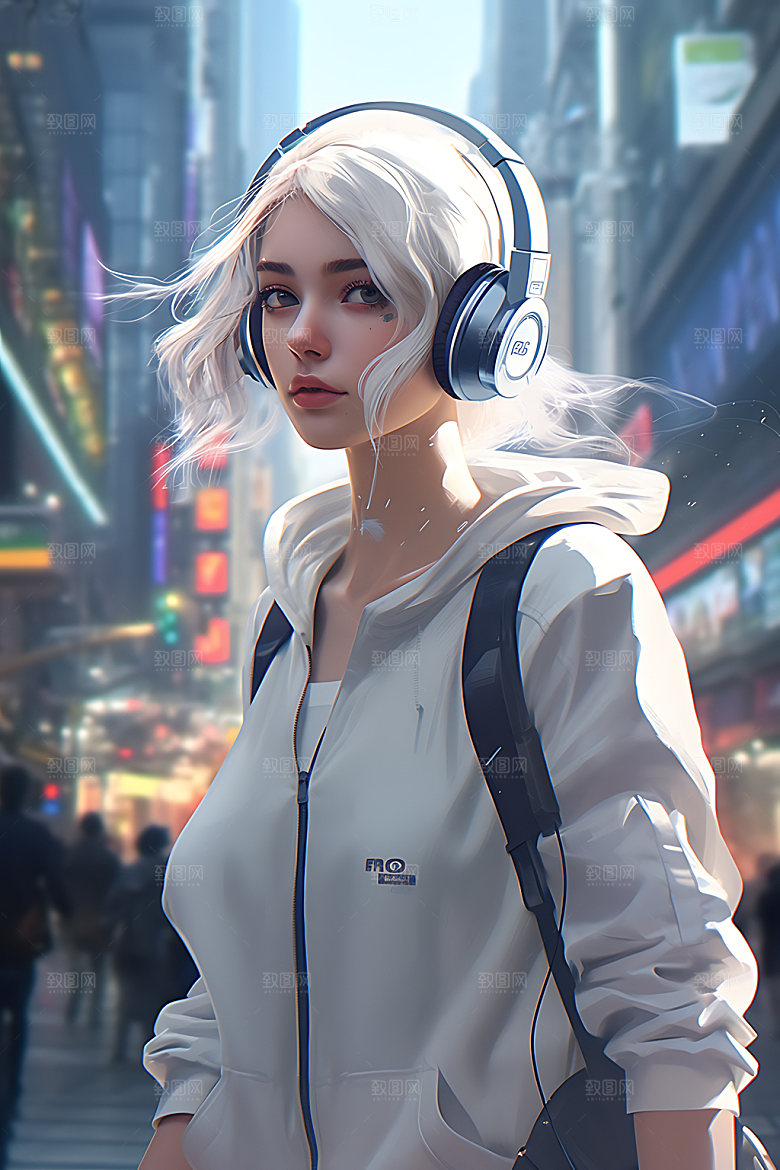 耳机少女数码少女时尚模型