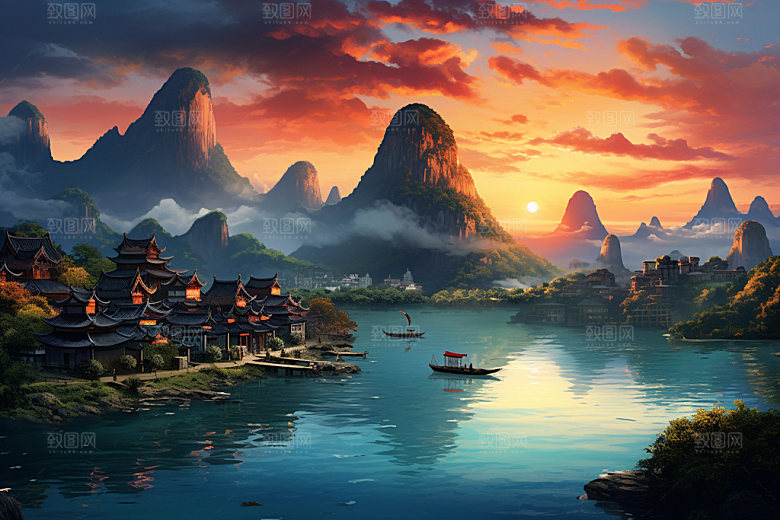 梯田景点旅游摄影图