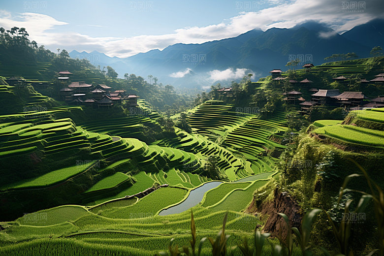 梯田壮丽景点摄影图