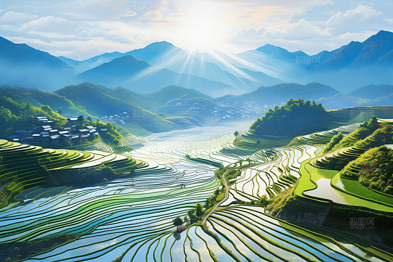 梯田壮丽风光摄影图