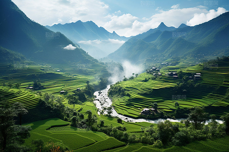 梯田旅游景点摄影图
