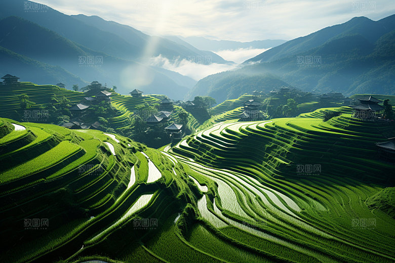梯田景点旅游摄影图