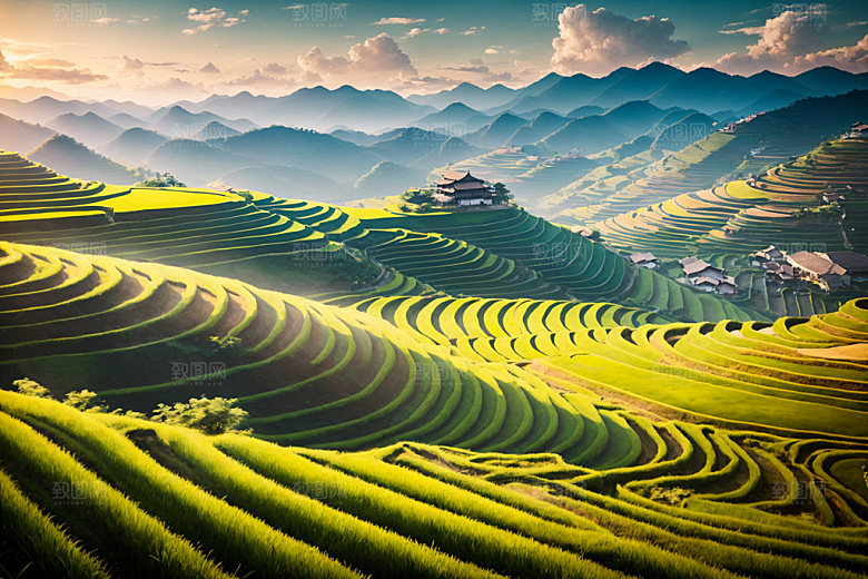 梯田高清风景摄影图