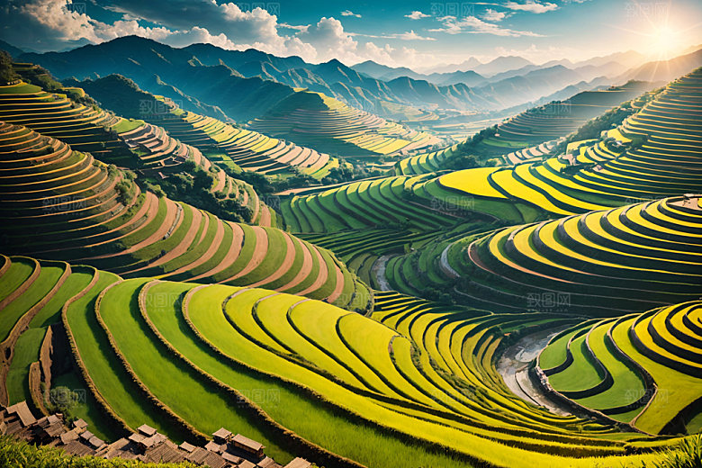 梯田自然风景摄影图