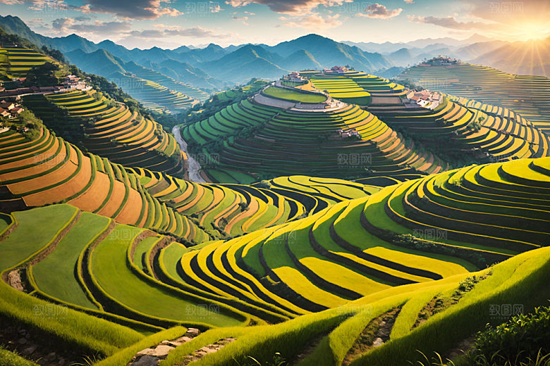 梯田自然风景摄影图