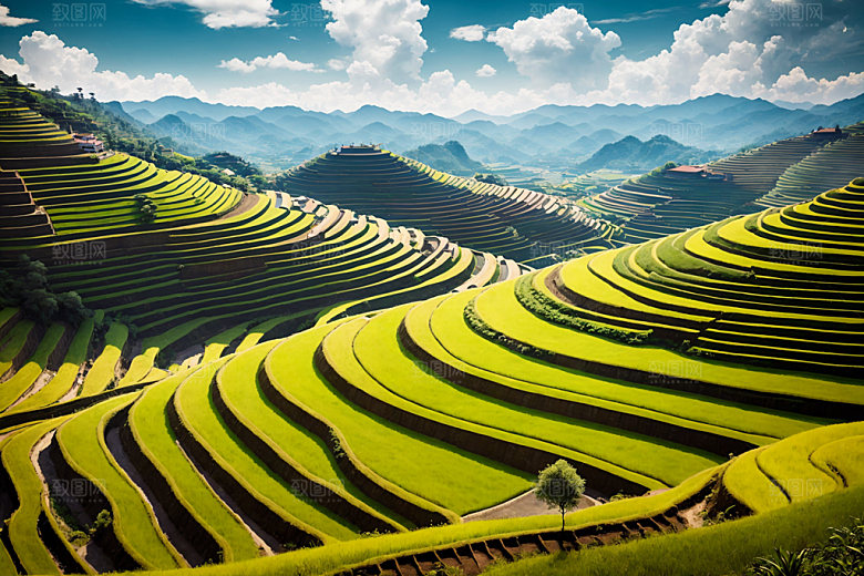 梯田风景高清摄影图