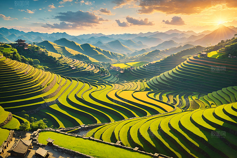 梯田自然风景摄影图